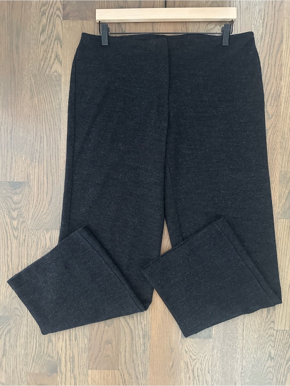 Eileen Fisher Boiled Wool Felted High Rise Wide Leg Pant Charcoal Grey Medium
